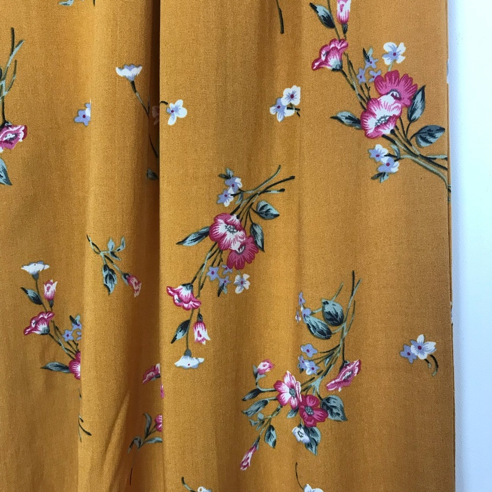 Mustard Floral Wide-Leg Pants - Picture 5 of 7